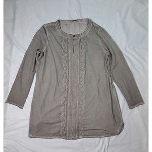 Soft Surroundings Womens Blouse Tunic Top Gray Washed Shirt size XL